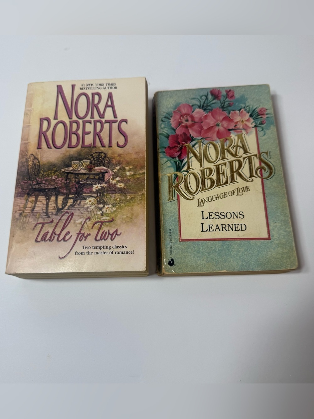 Nora Roberts Romance Bundle Table For Two & Lessons Learned Vintage Paperbacks